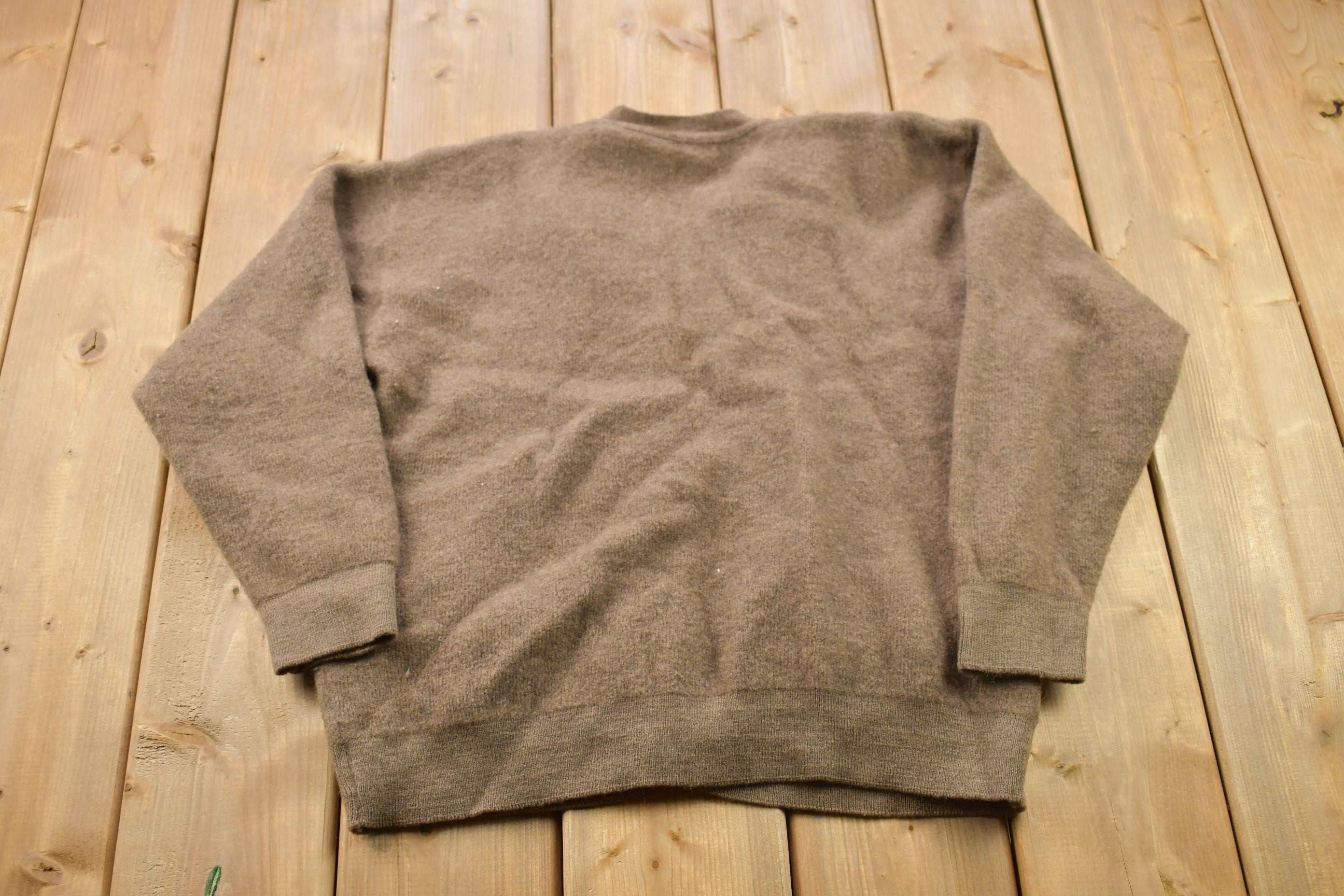 Vintage 1990s Beige Wool Cardigan Sweater