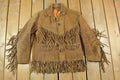 Vintage 1970s Leather Western Fringe Jacket Made In USA