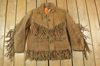 Vintage 1970s Leather Western Fringe Jacket Made In USA