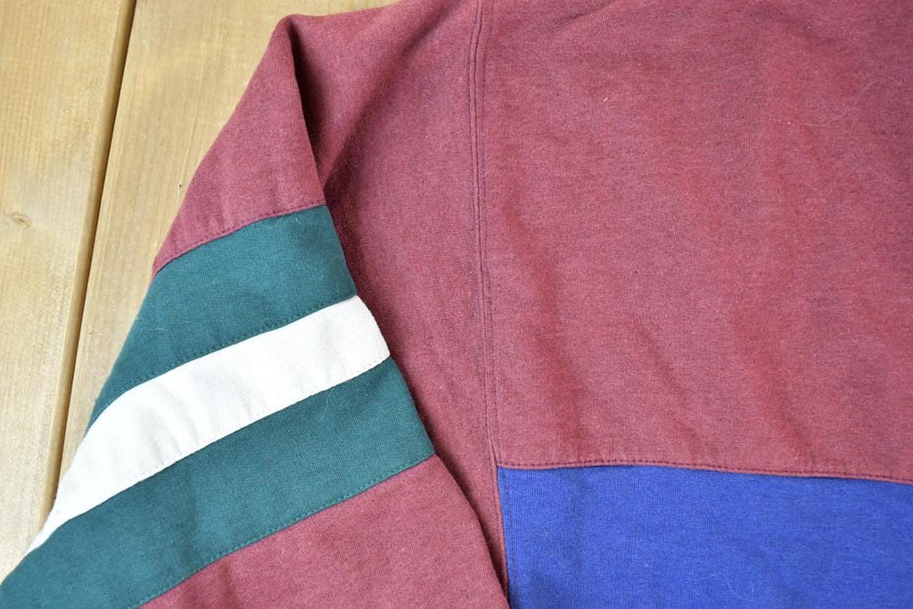 Vintage 1990s Honours Quarter. Button Colour Block Crewneck Sweater