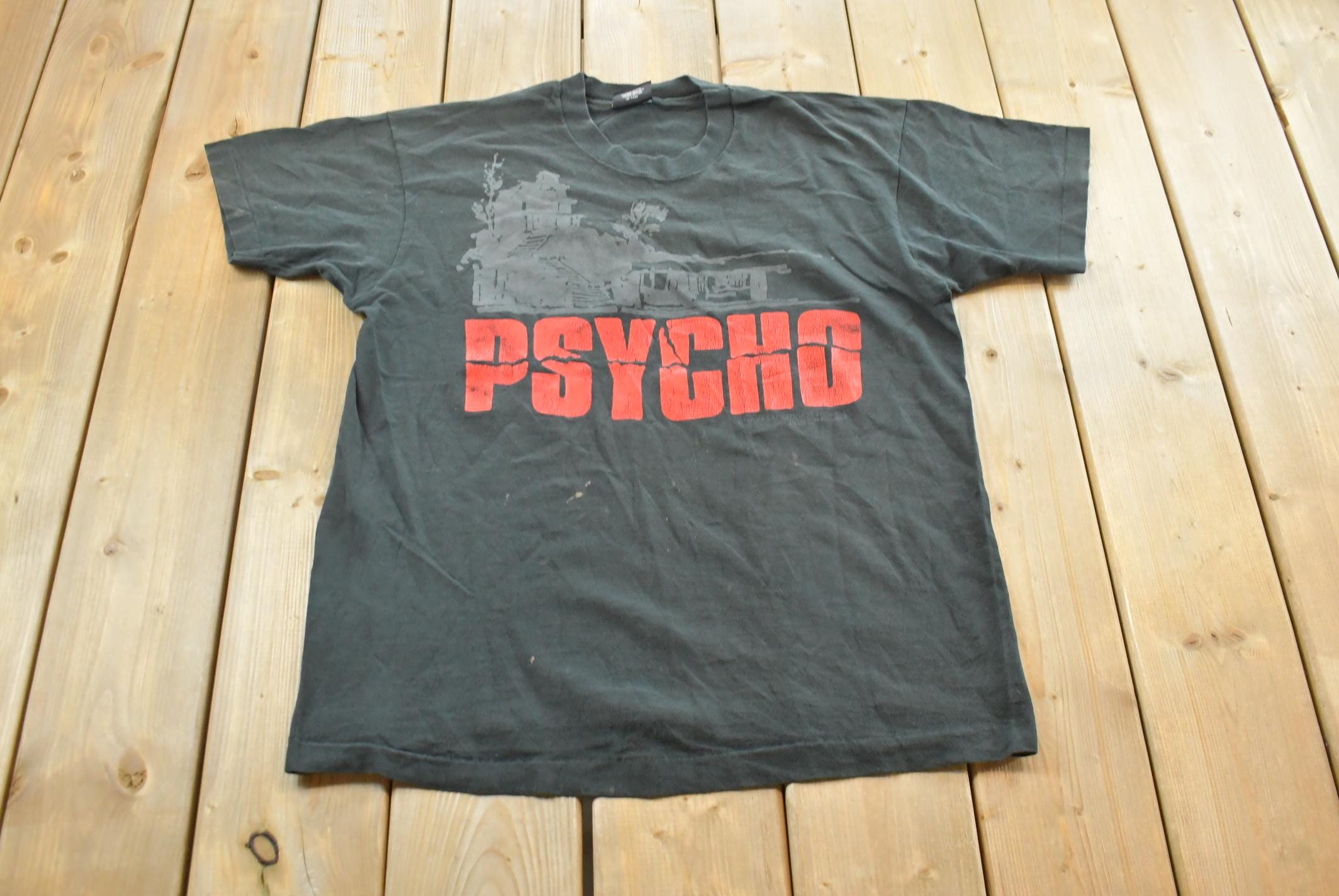Vintage 1990s Alfred Hitchcock Psycho Movie Graphic T Shirt Mens L