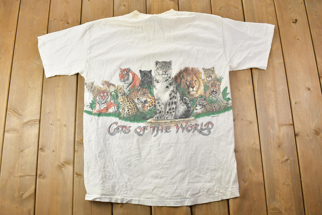 Vintage 1990s Habitat Cats Of the World Theme Graphic T-Shirt