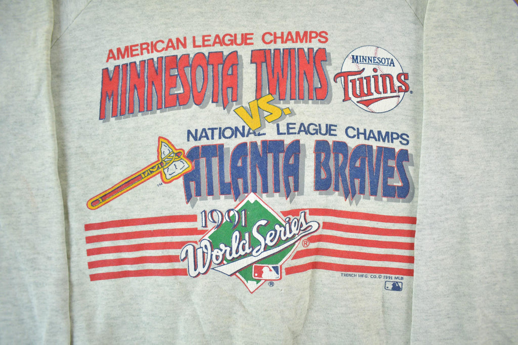 Vintage 1991 Minnesota Twins Atlanta BravesMLB Crewneck Sweatshirt Men's Large