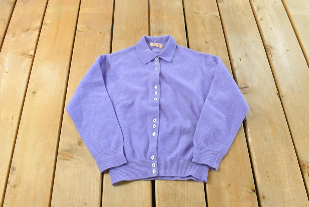 Vintage 1960s Glasgo Ltd Angora Lambswool Collared Knit Sweater Women's S