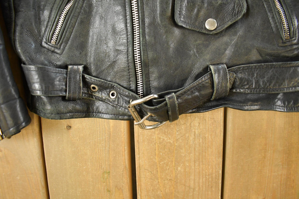 Vintage 1990s Leather Biker Jacket Men's Small