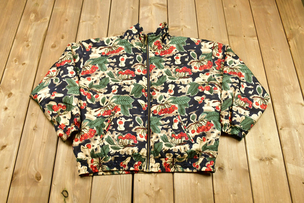 Vintage 1990s Out Brook 100% Silk All Over Print Full Zip Windbreaker