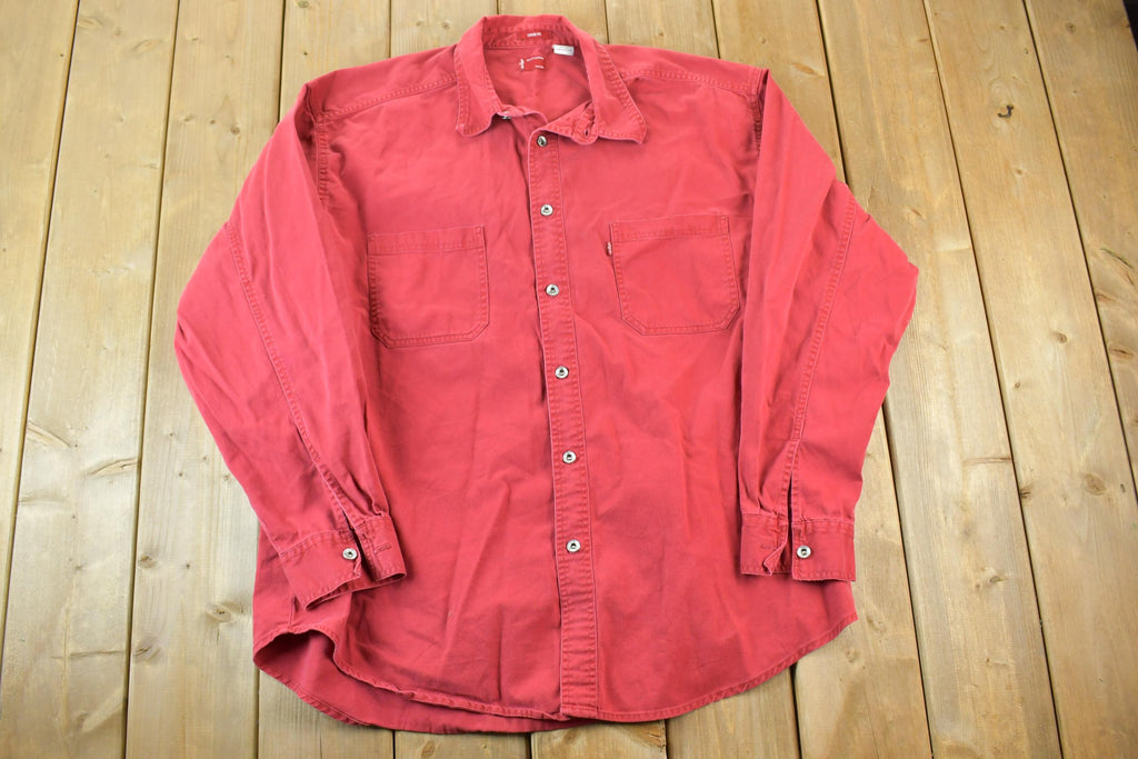 Vintage 1990s Levis Red Denum Button Up Shirt