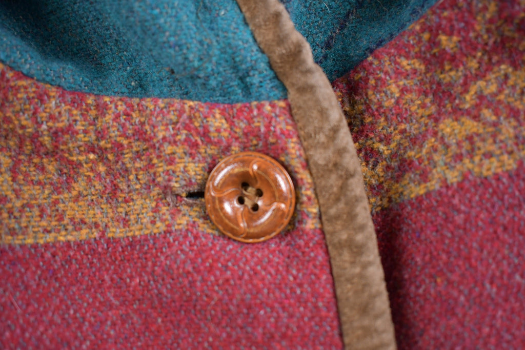 Vintage 1990s South Western Theme Hooded Overcoat