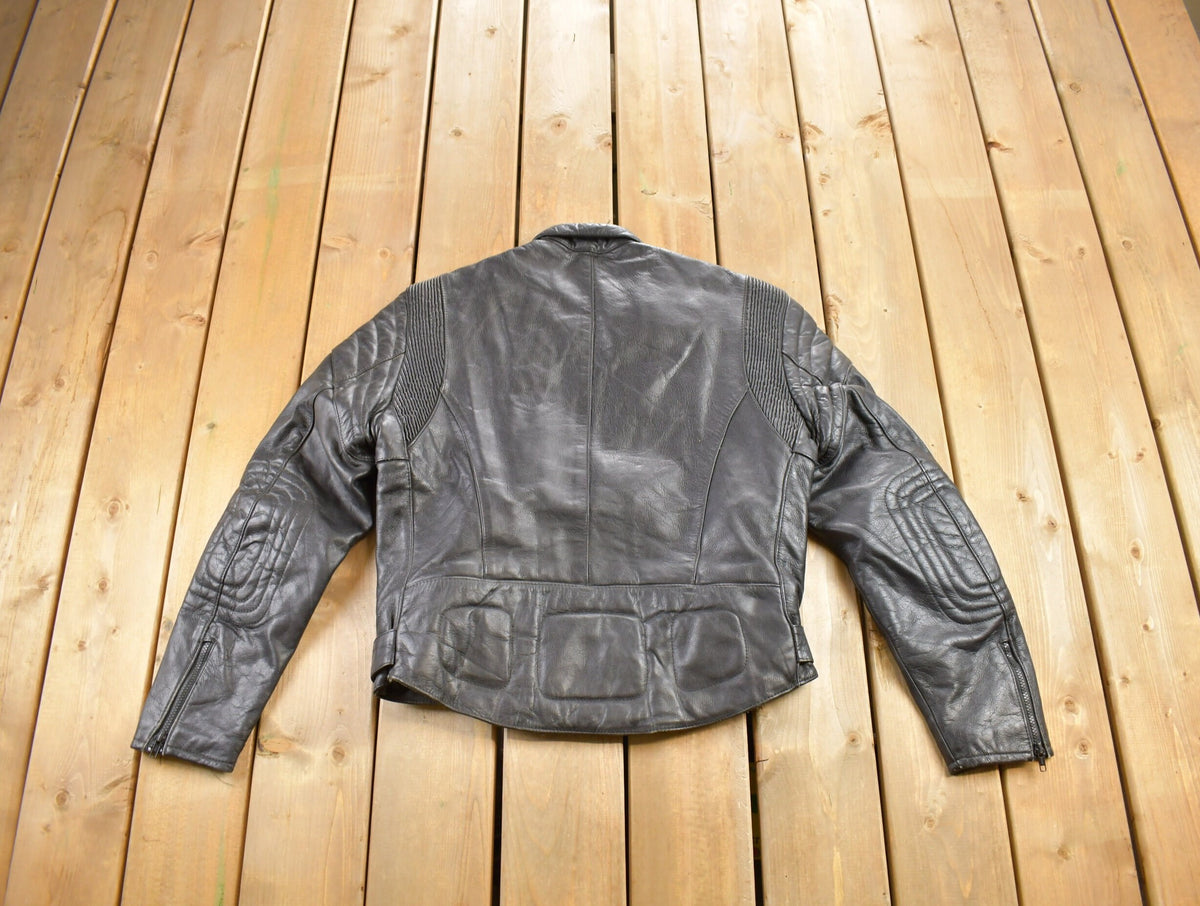 Vintage 1990s MQP Cafe Racer Leather Biker Jacket