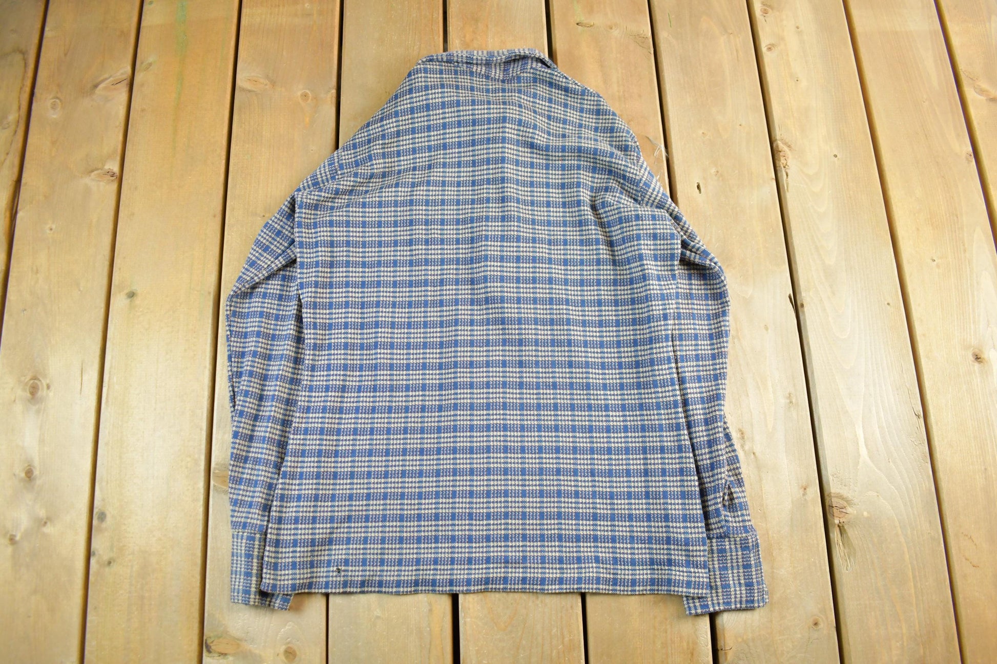 Vintage 1970s Levis Panatela Plaid Button Up Polo Shirt Men's Medium