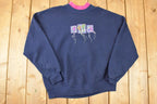 Vintage 1990s Morning Sun Cute Kite Double Collar Embroidered Crewneck Sweatshirt Women's XL