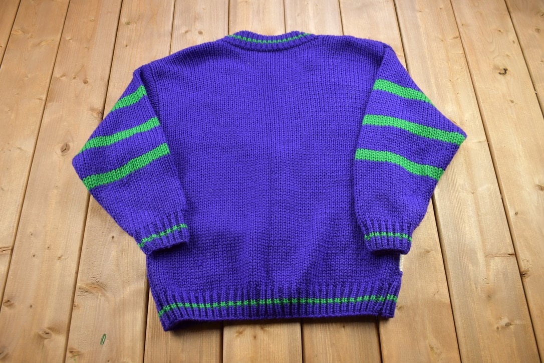 Vintage 1990s Colourful Abstract Knitted Cardigan Sweater