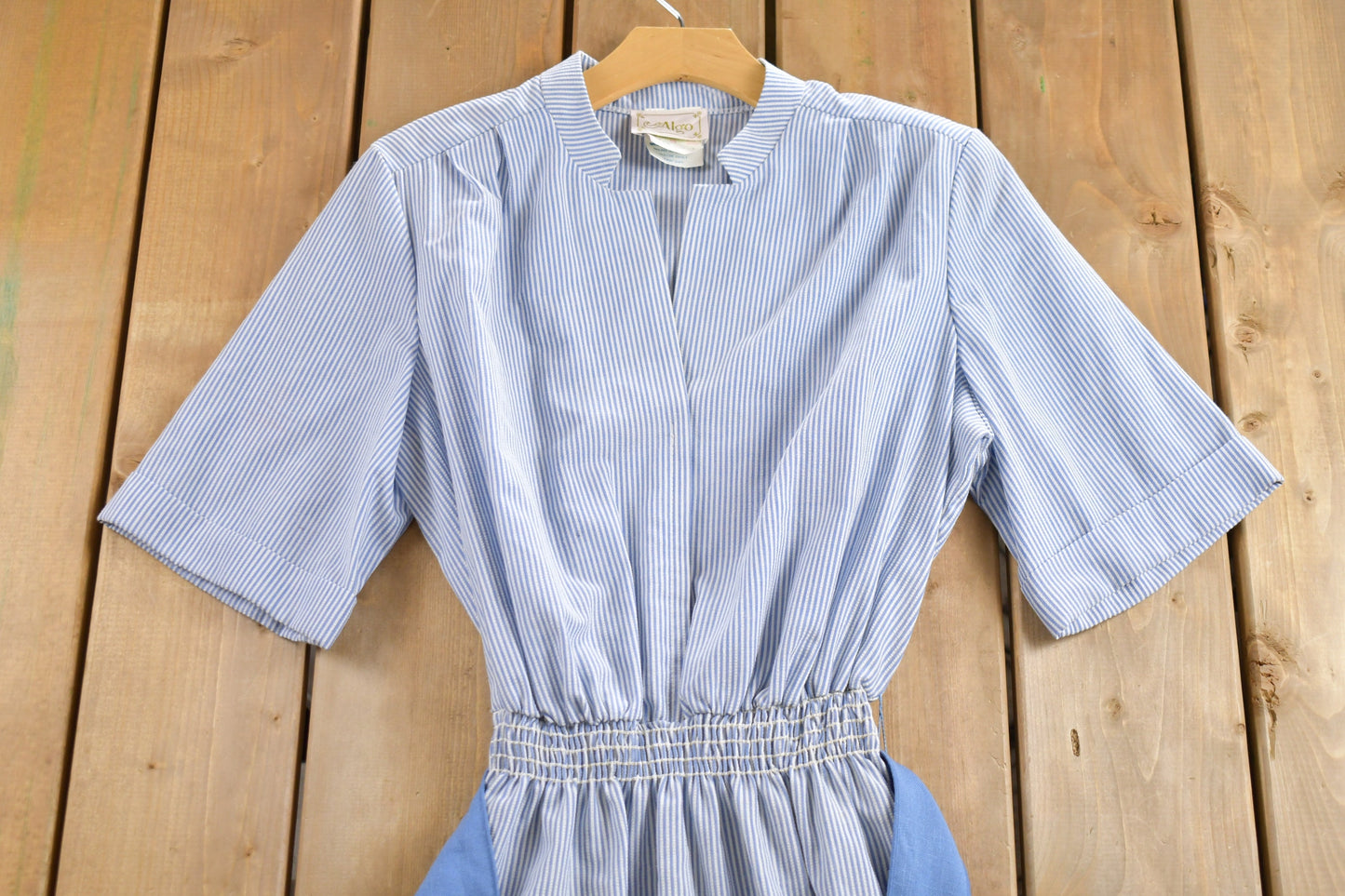 Vintage 1960s Searsucker Dress / Algro / Union Made in Canada / True Vintage Dress / Retro Womenswear / Sailor Dress / Cute Dress