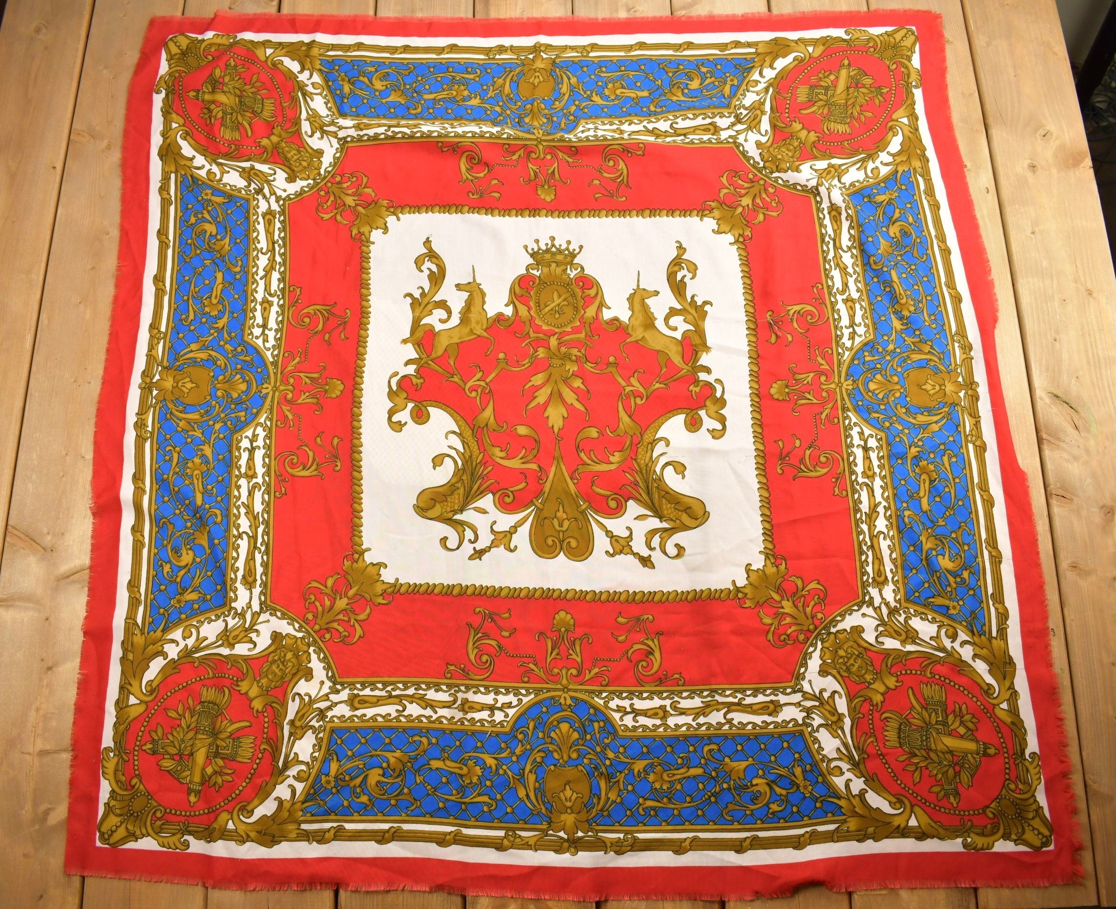 Vintage 1980s Unicorn Crest Scarf