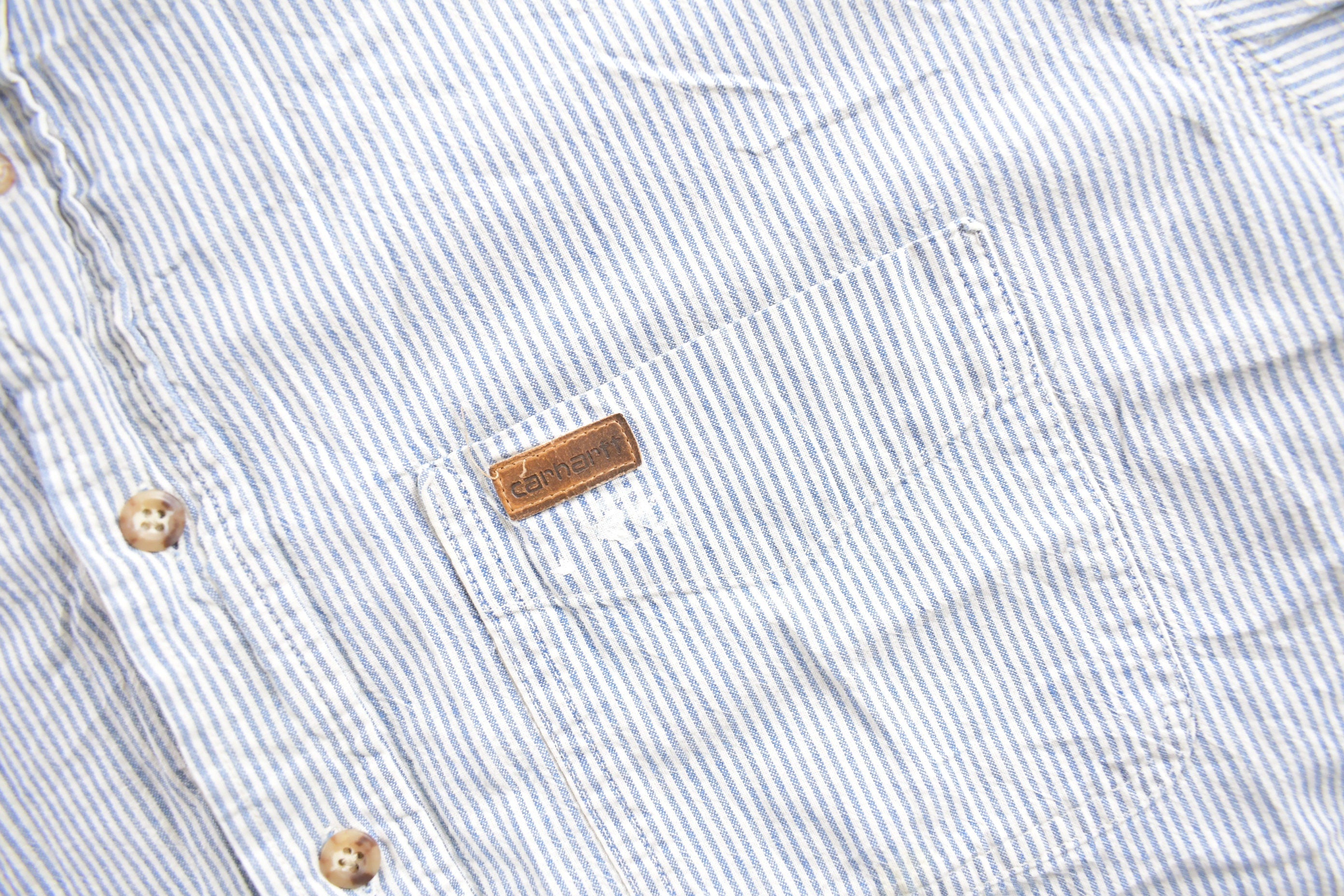 Vintage 1990s Carhartt Rugged Outdoor Wear Striped Button Up Shirt