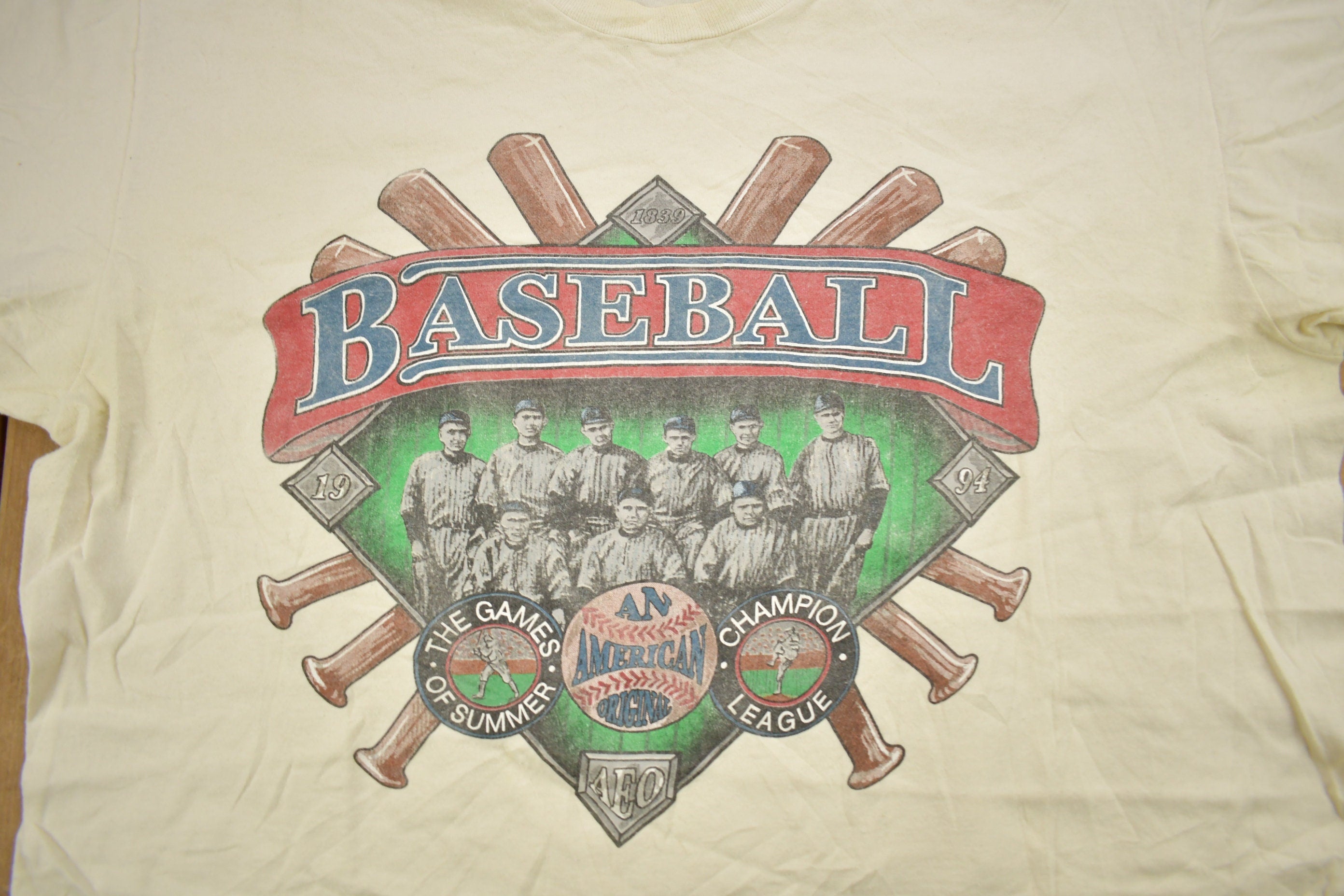 Vintage 1990s American Eagle American Baseball Theme Graphic T Shirt
