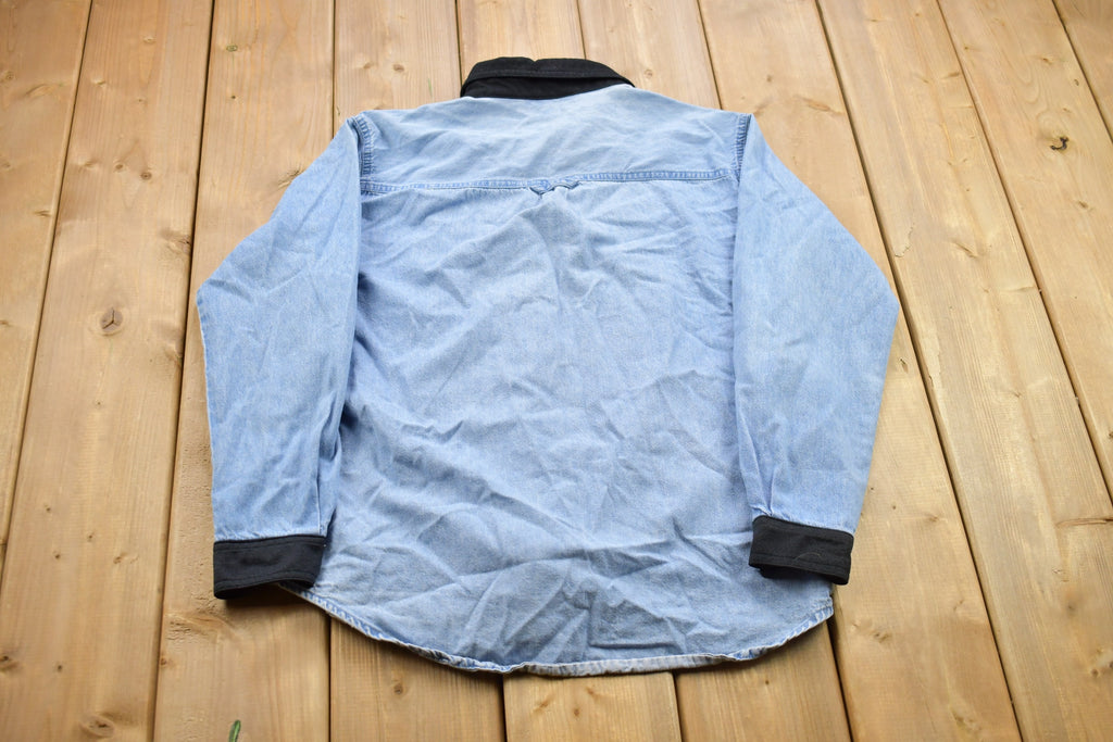 Vintage 1990s Jean Floral Theme Button Up Shirt