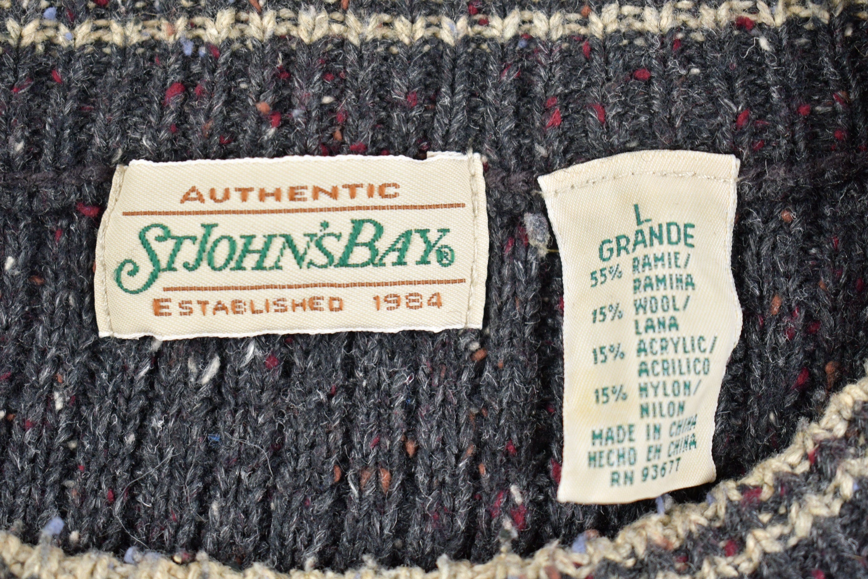 Vintage 1990s St. Johns Bay Textured Knit Crewneck Sweater