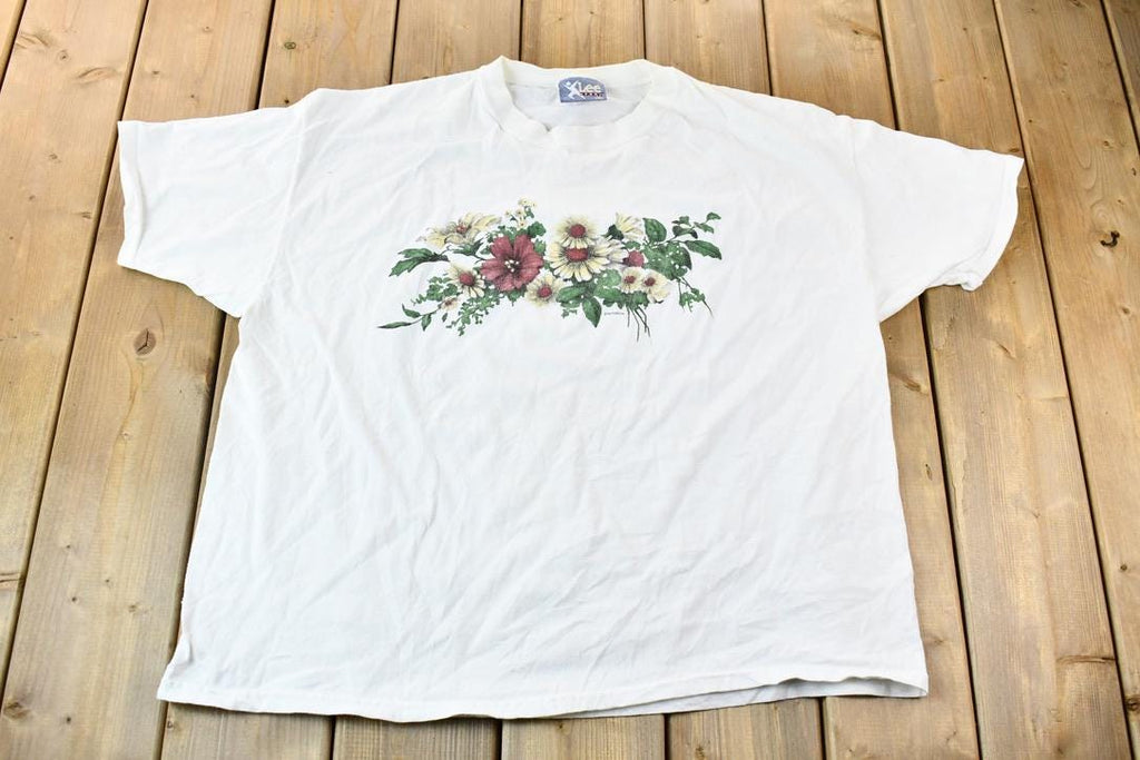 Vintage 1990s Lee Sport Single Stitch Nutmeg Graphic Flower Bouquet T-Shirt