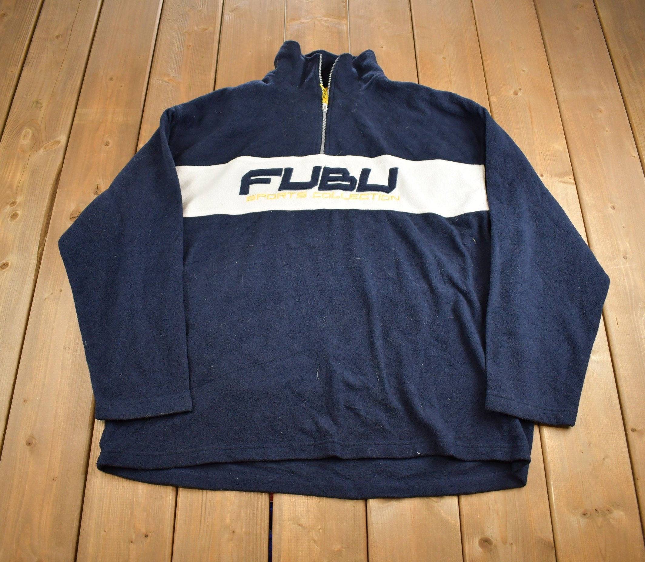 Vintage 1990s FUBU Embroidered Fleece Sweater
