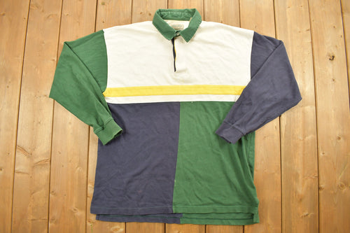 Vintage 90's St John's Bay Quarter Button Up Shirt / 1990's Button Up / Vintage Flannel / Casual Wear / Pattern Button Up / Colorblock