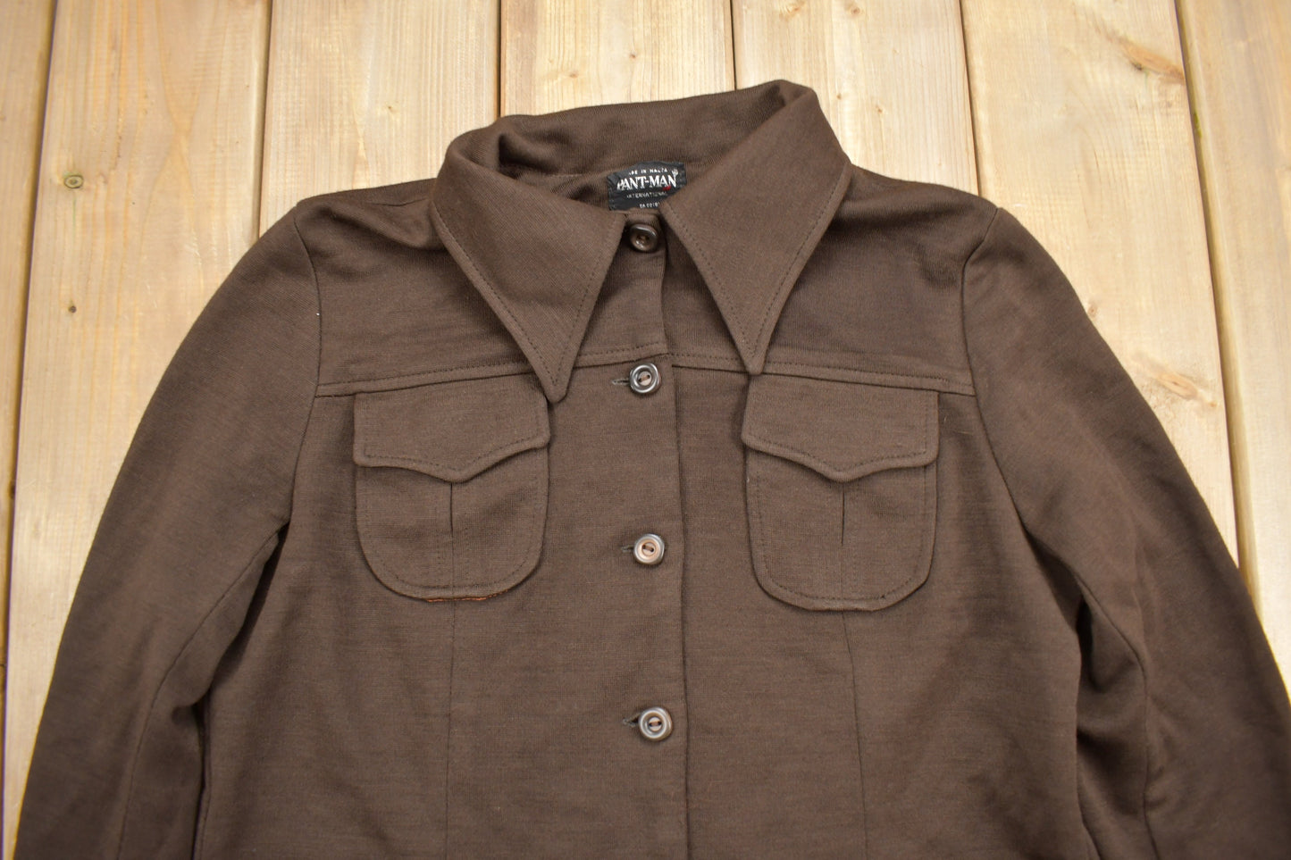 Vintage 1970s Brown Button Up Shirt / 1970s Button Up / True Vintage / Blank Shirt / Dagger Collar / Formal Shirt / Pant-Man