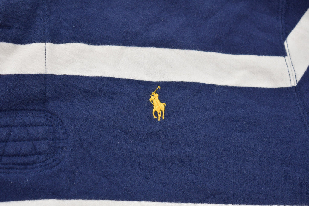 Vintage 1990s Polo Ralph Lauren Yellow Horse Stripped Embroidered Rugby Sweatshirt