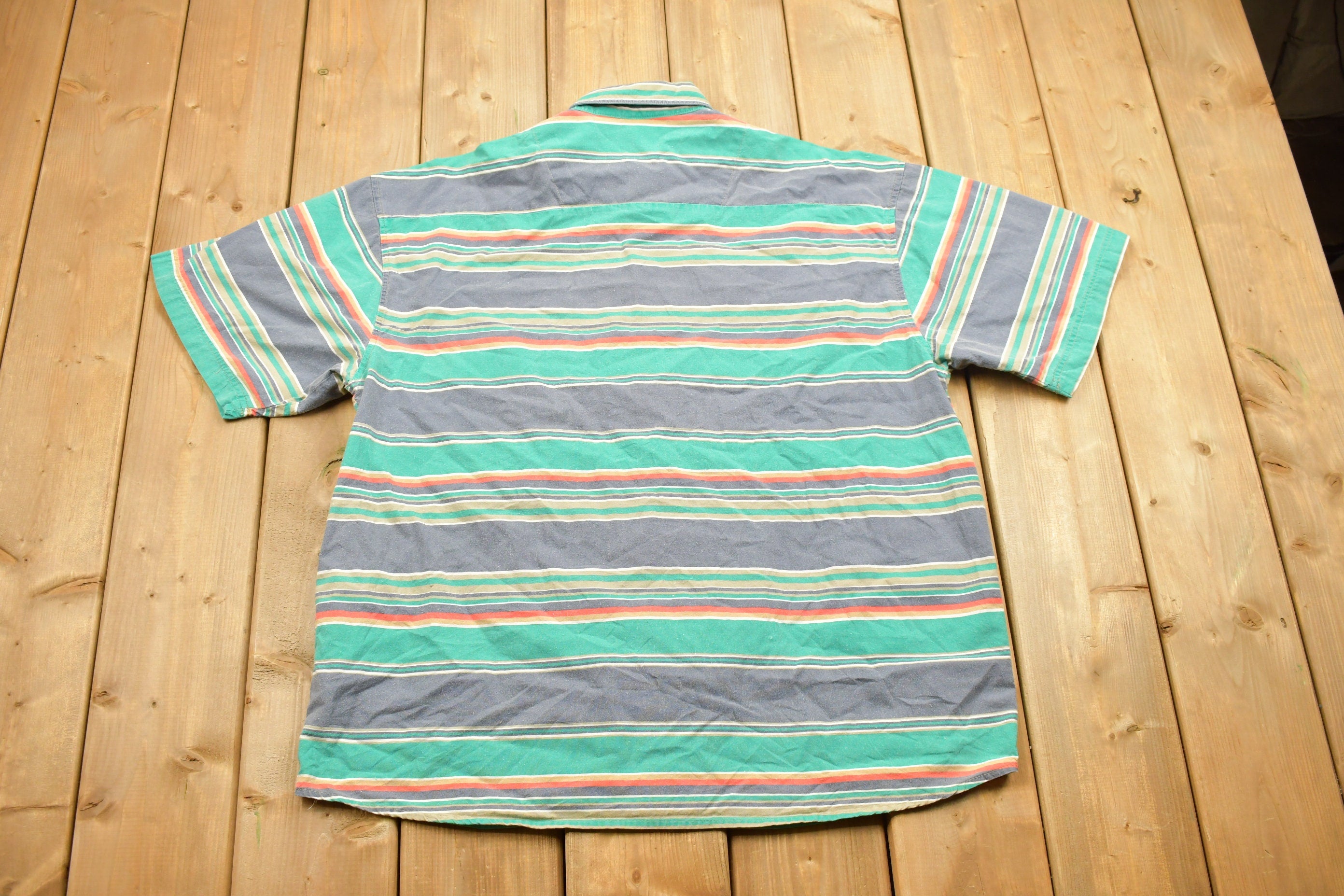 Vintage 1990s Gitano Striped Button Up Short Sleeve Shirt
