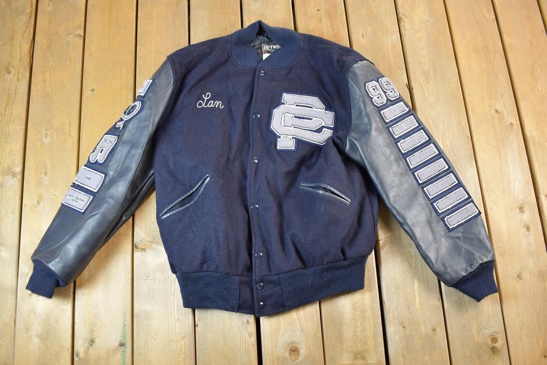 Vintage 1990s Rebels Butwin Champion Leather & Wool Varsity Jacket Made In USA