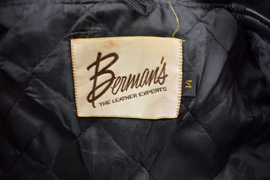 Vintage 1980s Berman's The Leather Experts Leather Jacket Size 14