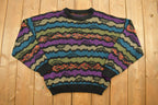 Vintage 1990s Abstract Squiggle Knit Crewneck Sweater
