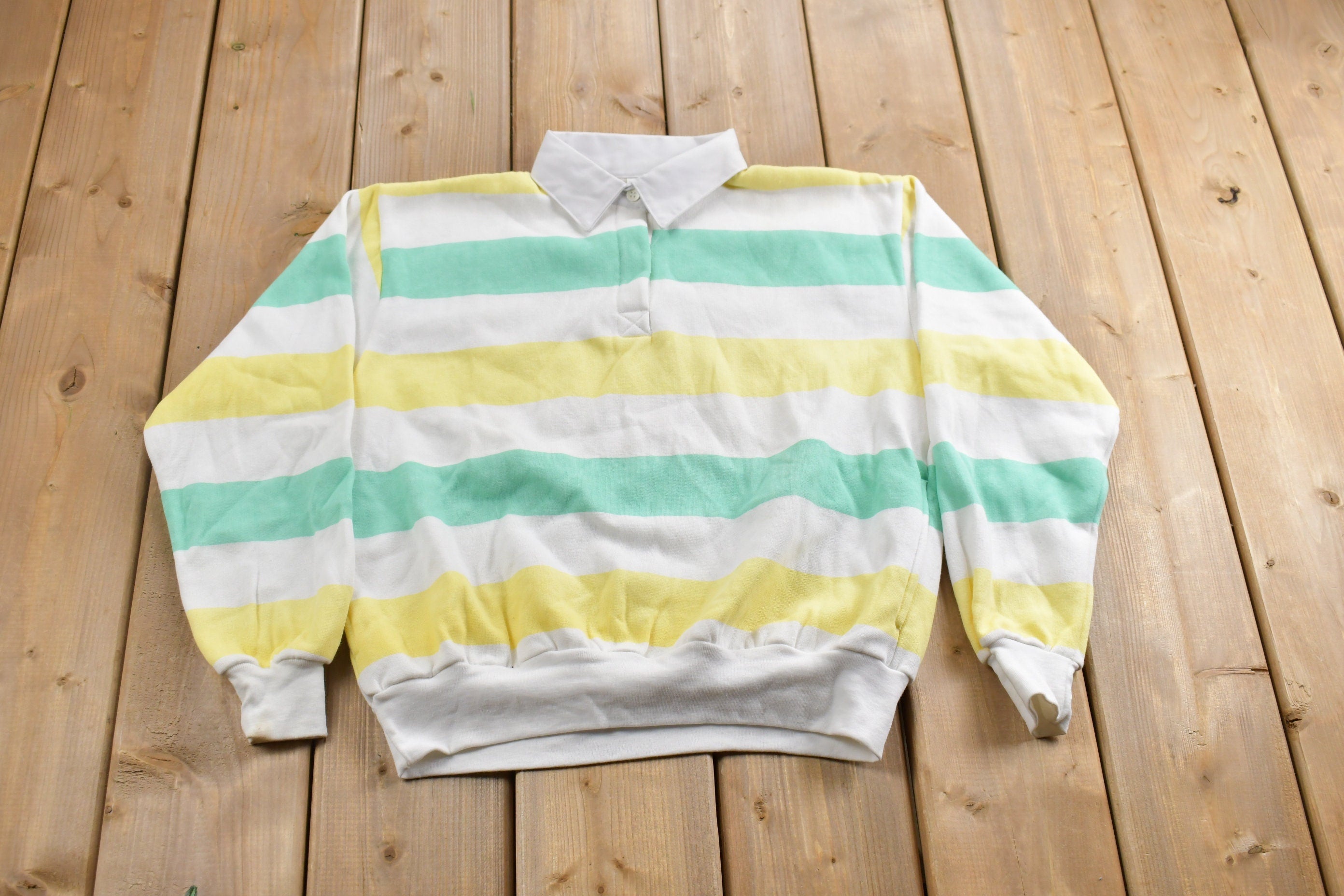 Vintage 1990s MTA Pro Collared Striped Sweatshirt