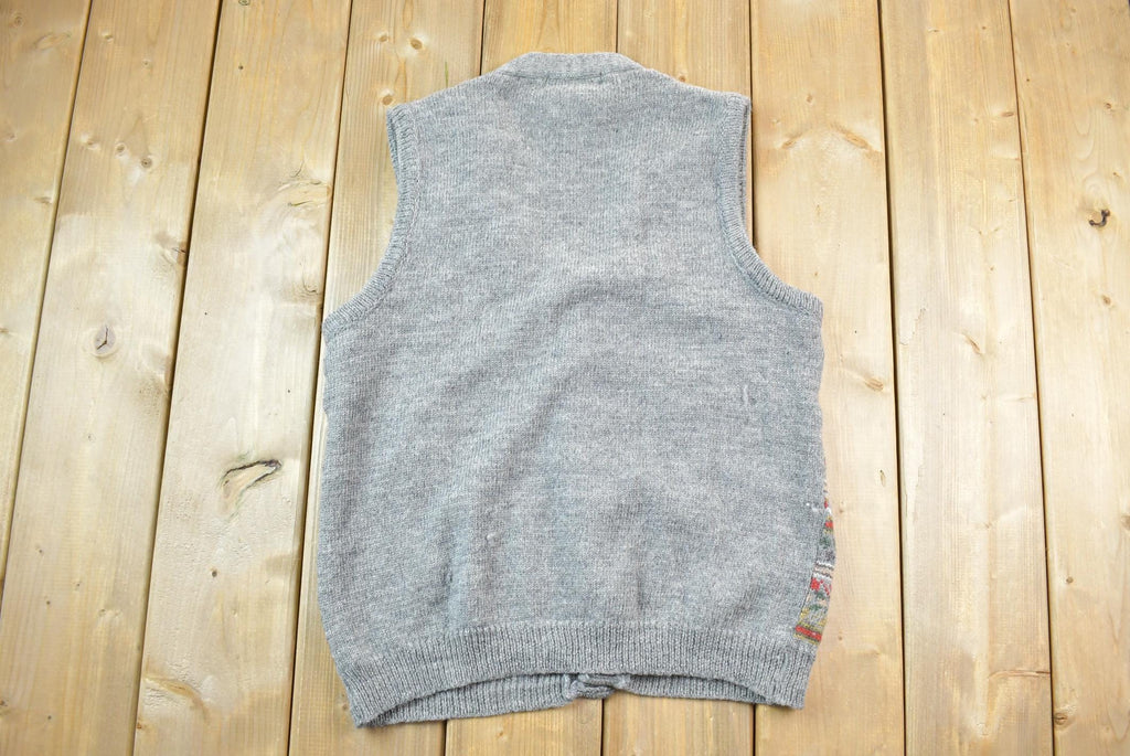 Vintage 1990s Heather & Tweed Quarter Button Knit Cardigan Sweater Vest