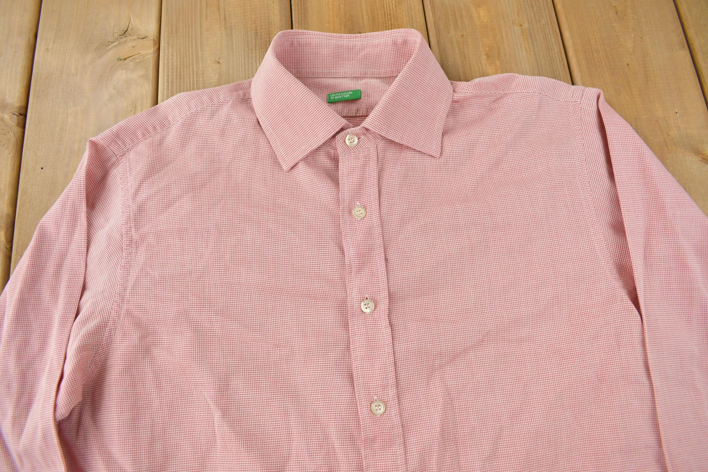 Vintage 1990s United Colors Of Benetton Pink Button Up Dress Shirt