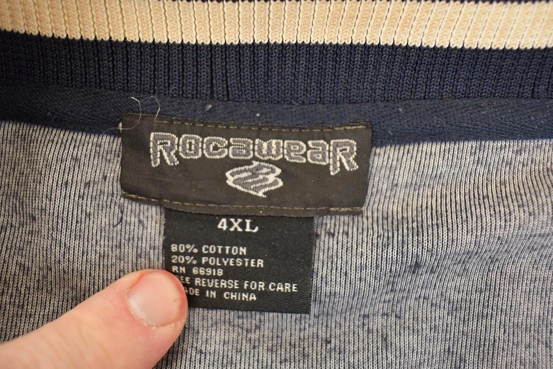 Vintage 1990s Rocawear Embroidered Velour Graphic Full Zip Sweatshirt Mens XXL