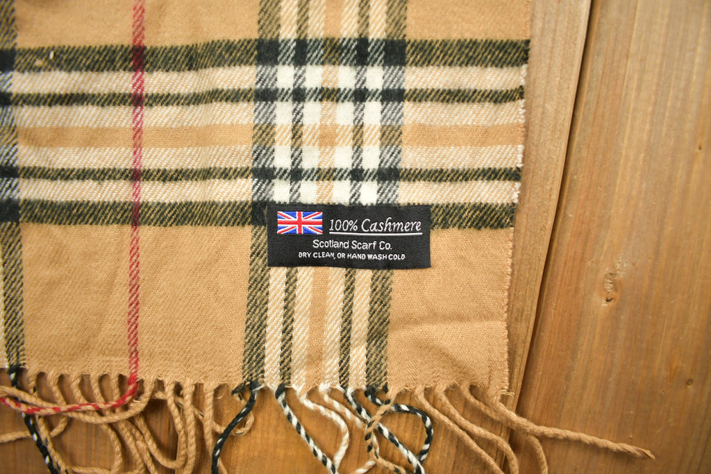 Vintage 1980s Scotland Scarf Co. Plaid Winter Scarf 100% Cashmere