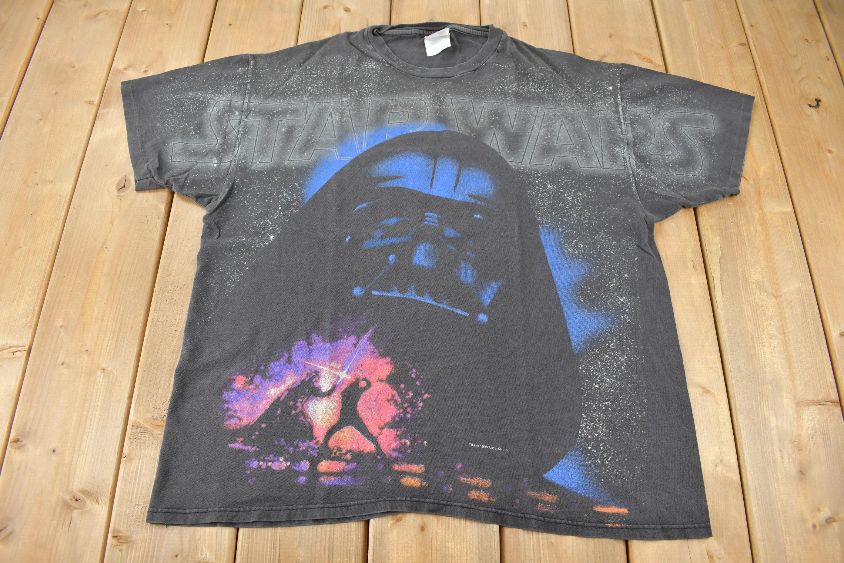 Vintage 1996 Star Wars Darth Vader All Over Print Graphic T-Shirt Size XL Made In USA