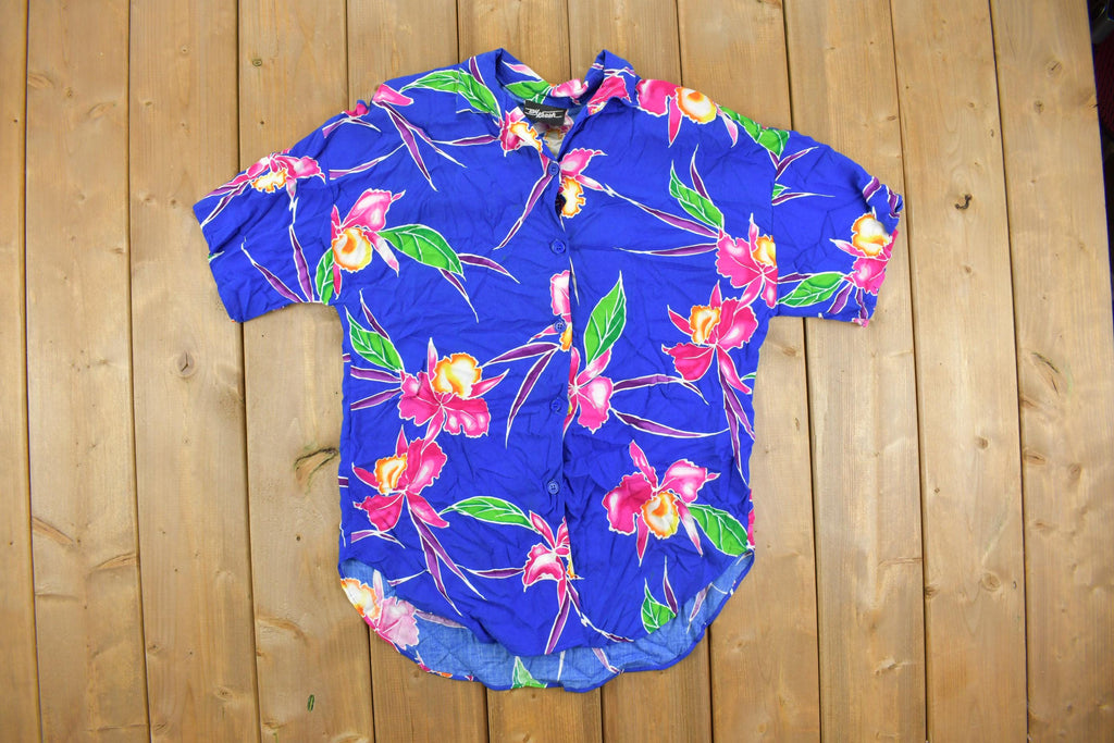 Vintage 1990s Hawaiian Floral Button Up Shirt