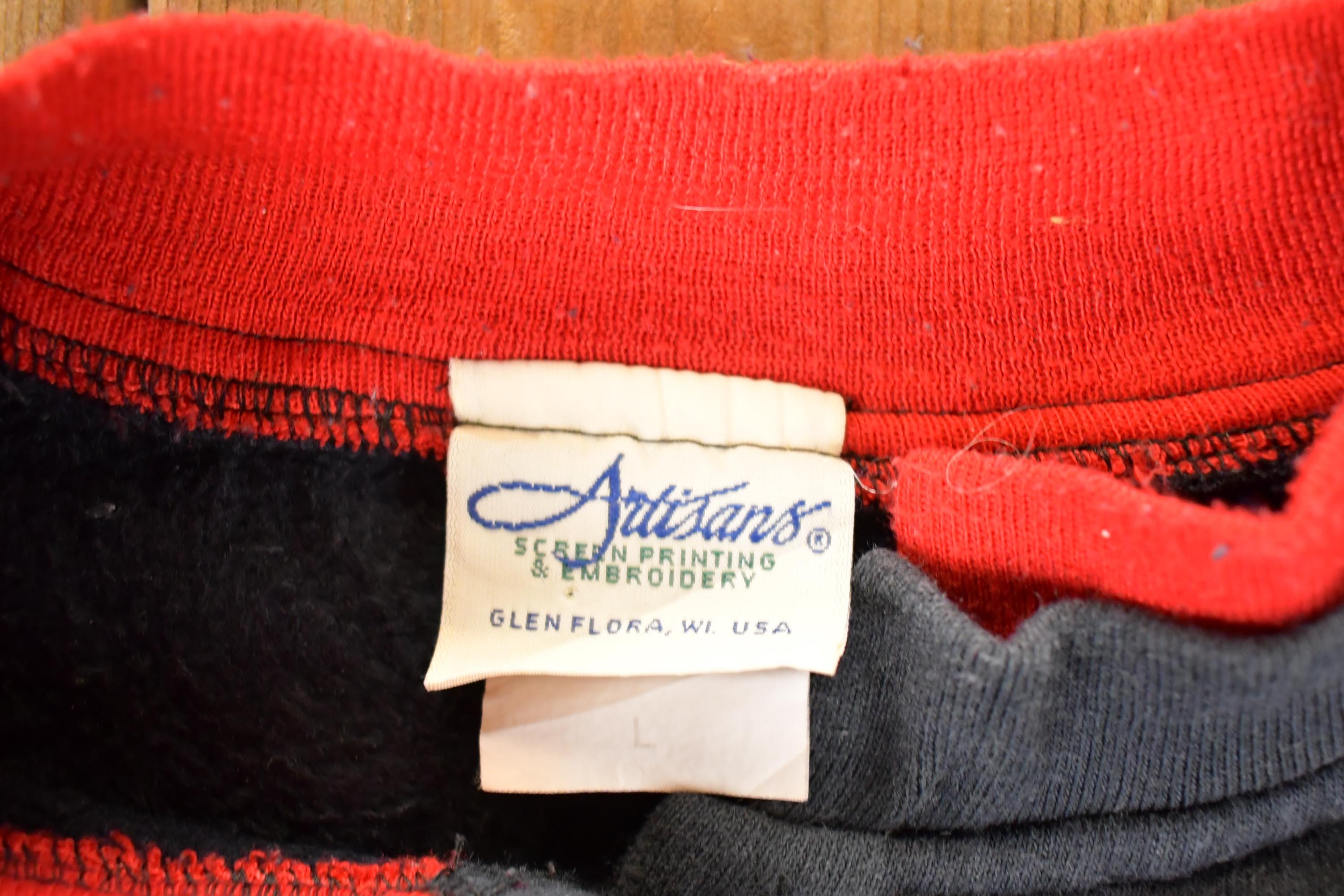 Vintage 1990s Artisans Winter Cardinal AOP Double Collar Button Up Crewneck Sweatshirt Women's L