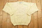 Vintage 1990s Aran Crafts 100% Wool 3D Cable Knit Sweater