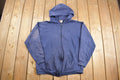 Vintage 1980s Russell Blank Navy Blue Zip-Up Hoodie