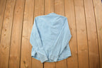 Vintage 1990s Blank Blue Button Up Shirt