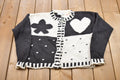 Vintage 1980s Knitted Heart Graphic Cardigan Sweater