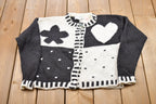 Vintage 1980s Knitted Heart Graphic Cardigan Sweater