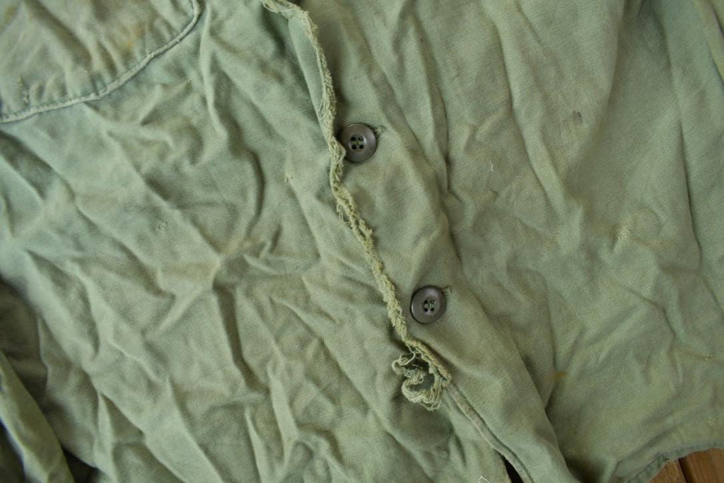 Vintage 1960s OG-107 Army Military Sateen Shirt /