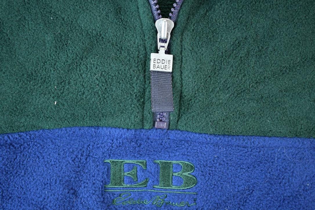 Vintage 1990s Eddie Bauer Fleece Outdoorsman Hoodie Sweater  90s Sweater  Streetwear  Hiking  Fleece Zip up