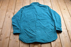 Vintage 1990s LL Bean Blank Turquoise Chamois Cloth Button Up Shirt