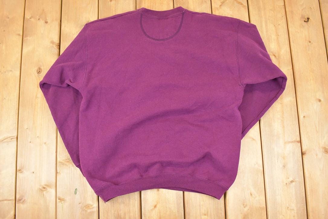 Vintage 1990s Hanes Premium Heavyweight Sweats Purple Blank Crewneck Sweatshirt Mens L