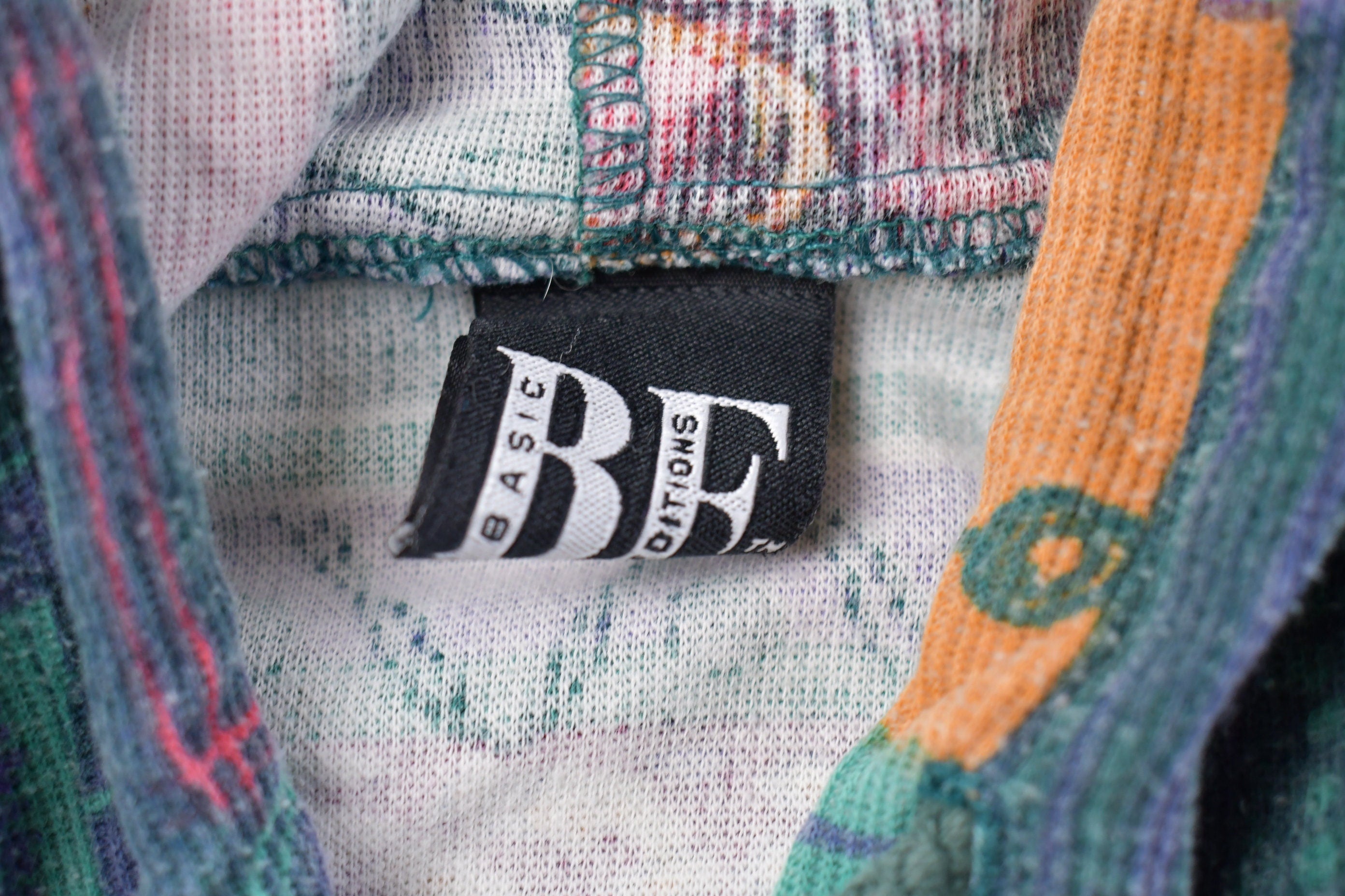 Vintage 1990s Basic Editions All Over Patchwork Patterned Hoodie