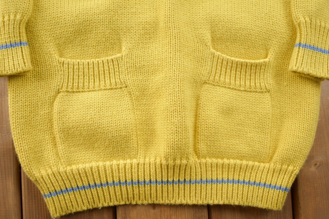 Vintage 1990s Knitted Striped Big Button Sweater